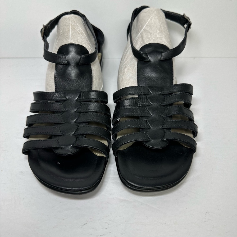 Dansko Women's Sandals Black Leather Wedge Vivian Gladiator Size 10-101/2